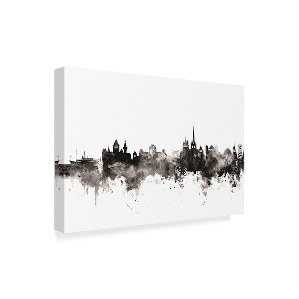 Michael Tompsett 'Lausanne Switzerland Skyline Black White' Canvas Art,16x24